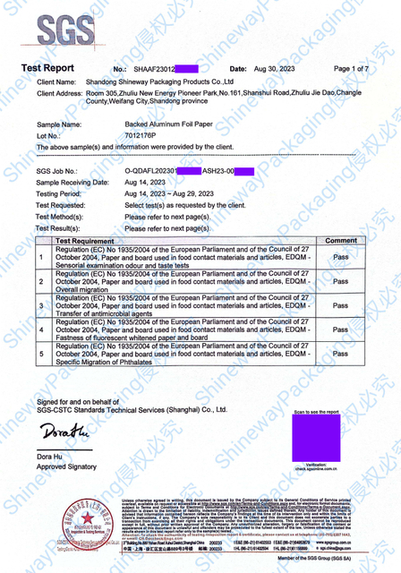 Informe de prueba de SGS